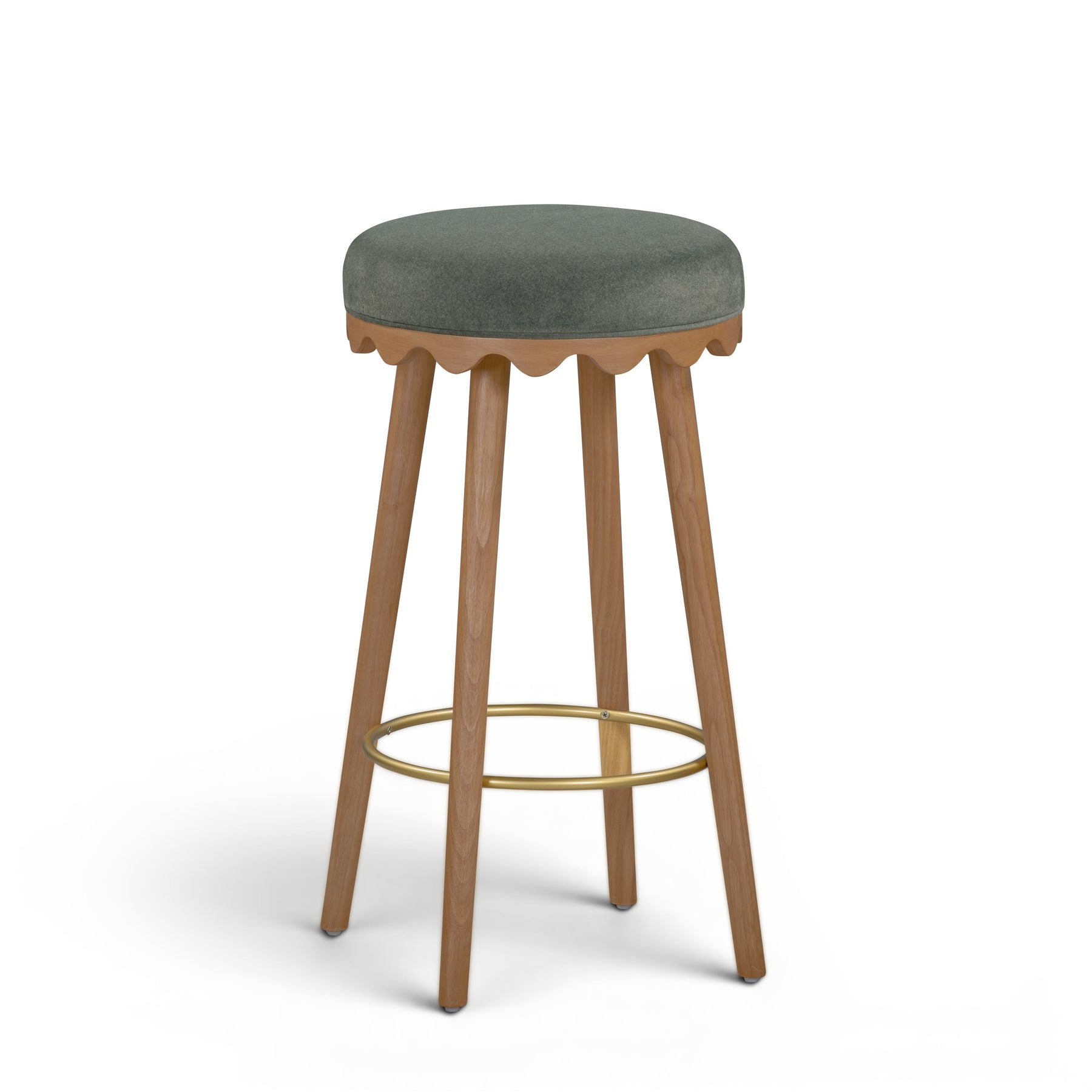 Oodle Green Performance Vegan Mohair Light Walnut Bar Stool