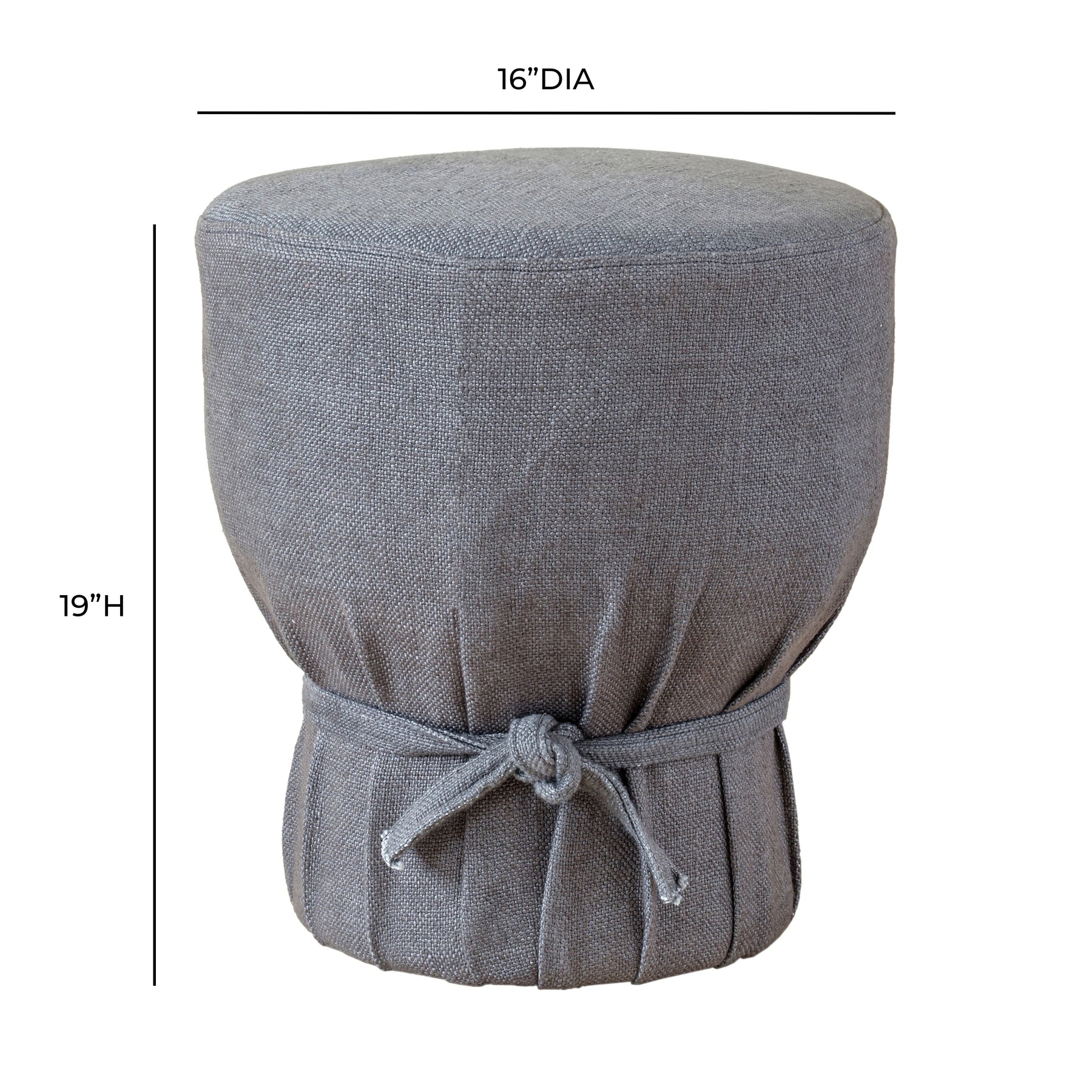 Elsie Grey Linen Upholstered Pouf