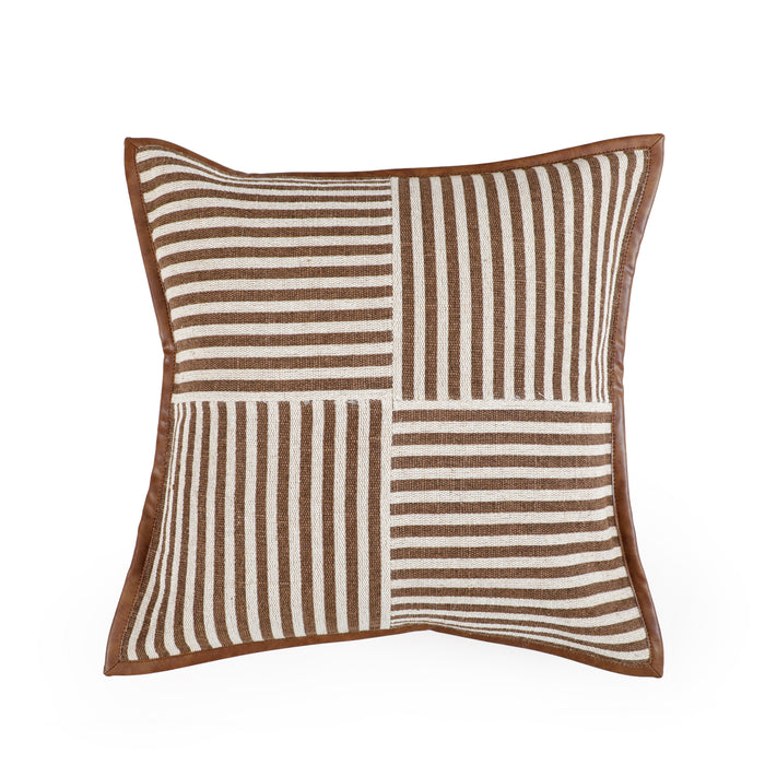 Kora 20" Brown Cotton Jute Throw Pillow Cover