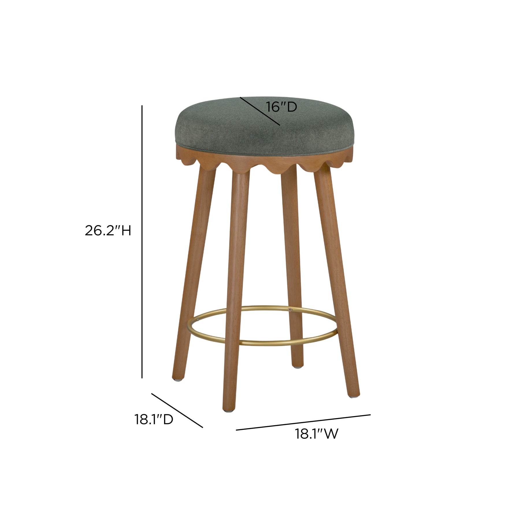 Oodle Green Performance Vegan Mohair Light Walnut Counter Stool