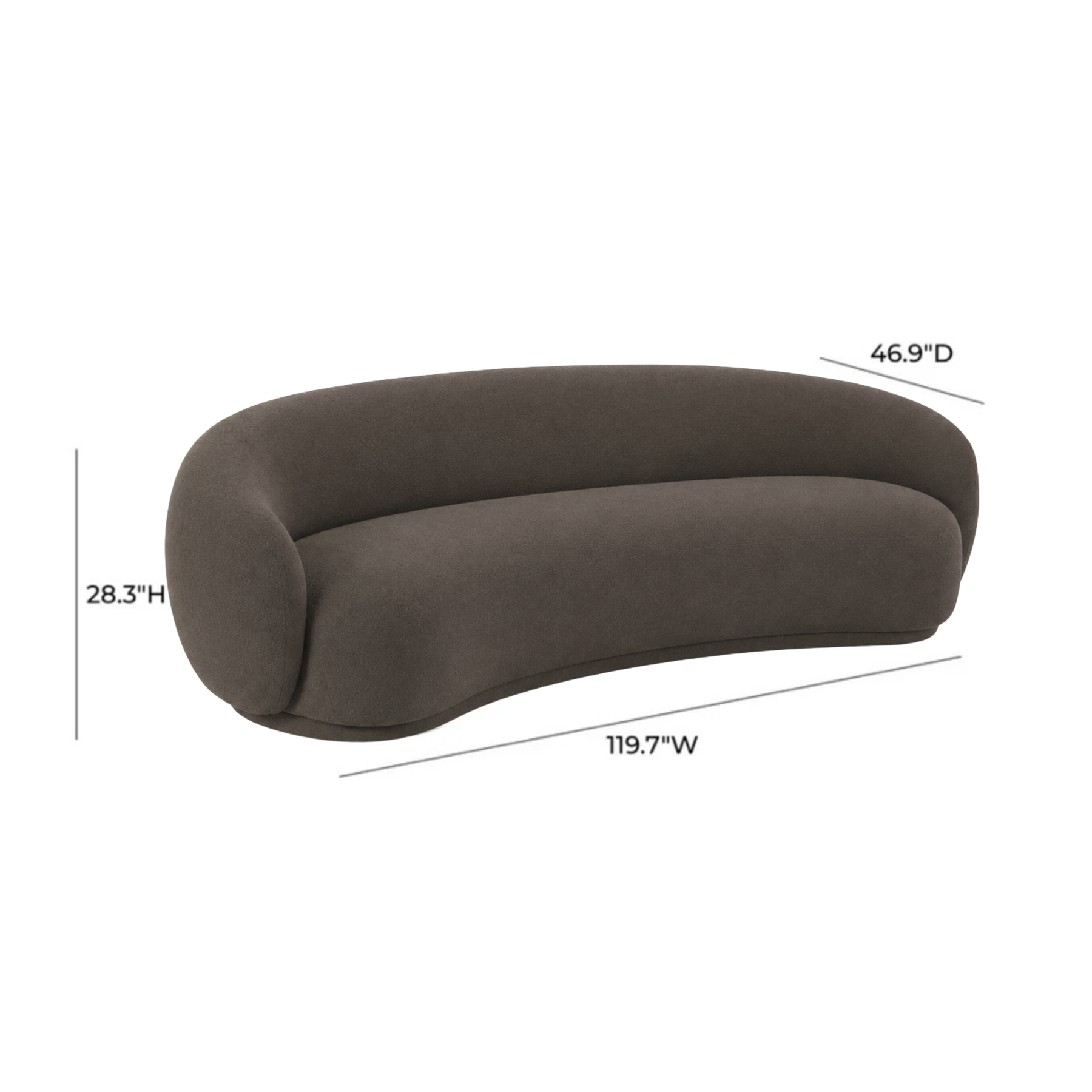 Kendall 120" Java Brown Textured Chenille Sofa