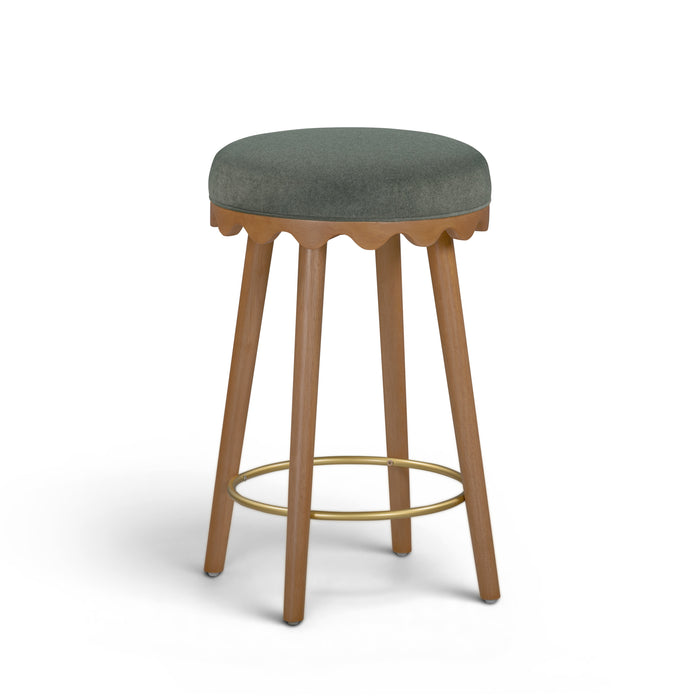Oodle Green Performance Vegan Mohair Light Walnut Counter Stool