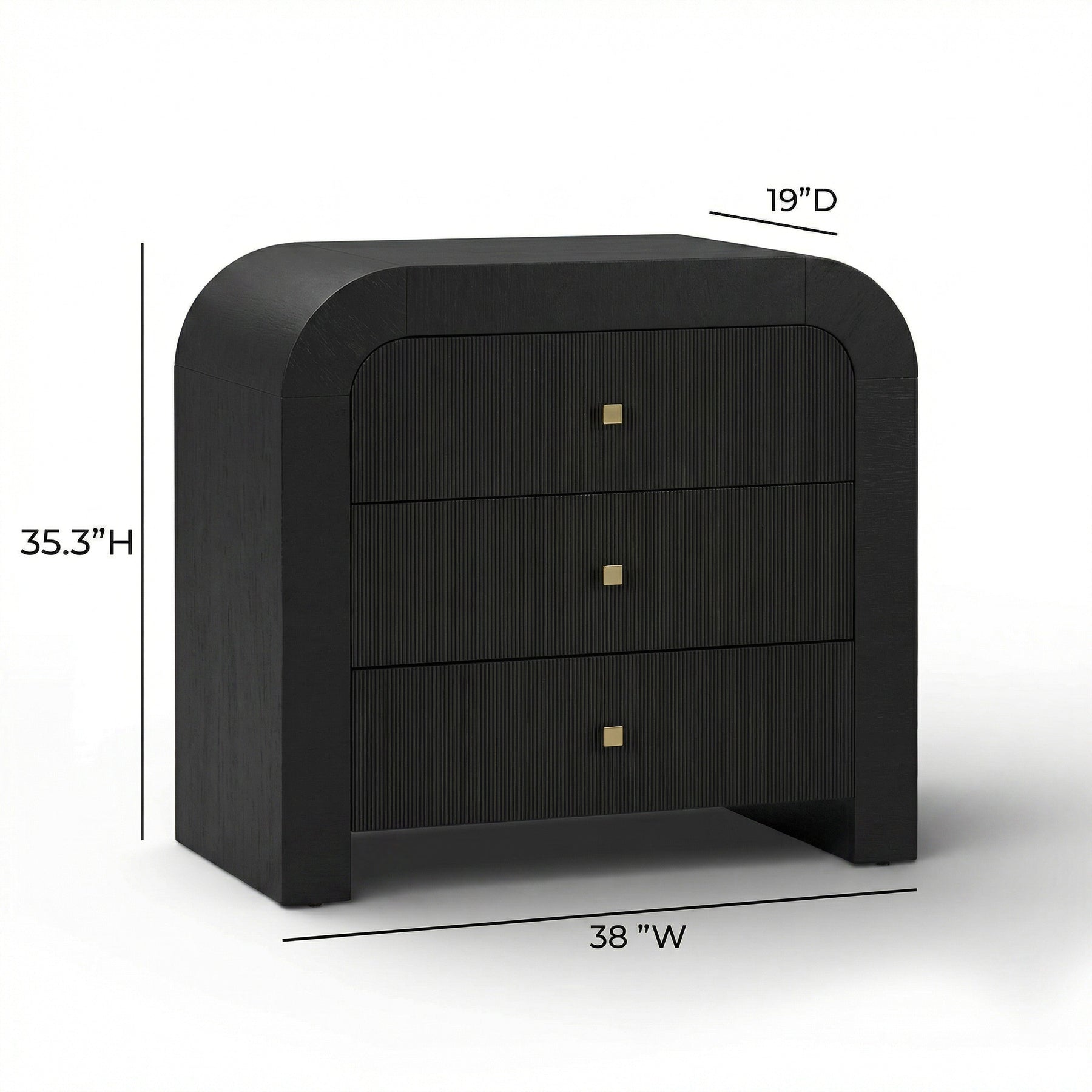 Hump 38" Arched 3-Drawer Bedside Chest