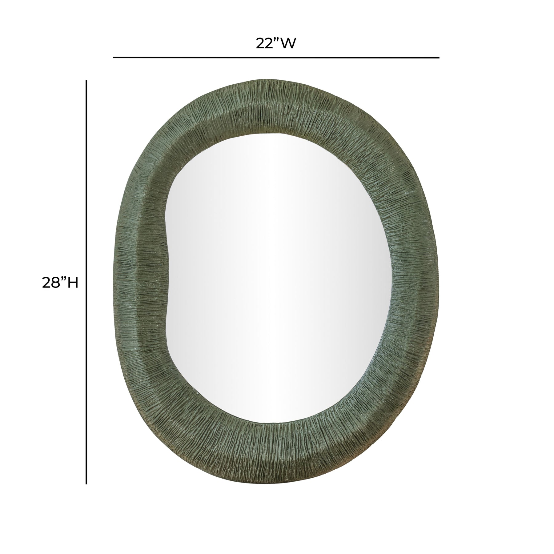 Orpheus 22"X28" Ribbed Forest Green Fiberglass Thick Wall Mirror