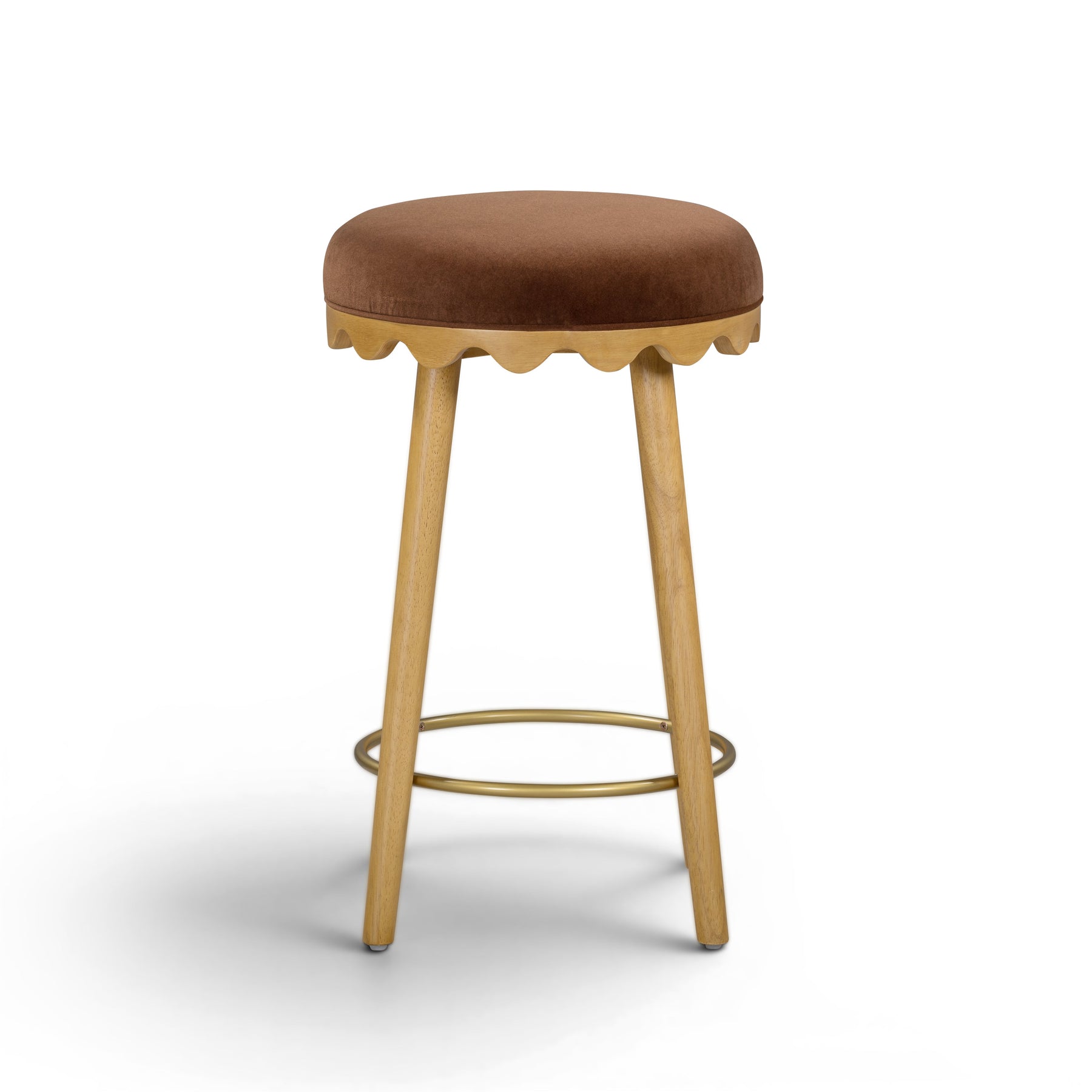 Oodle Bronze Performance Vegan Mohair Natural Counter Stool