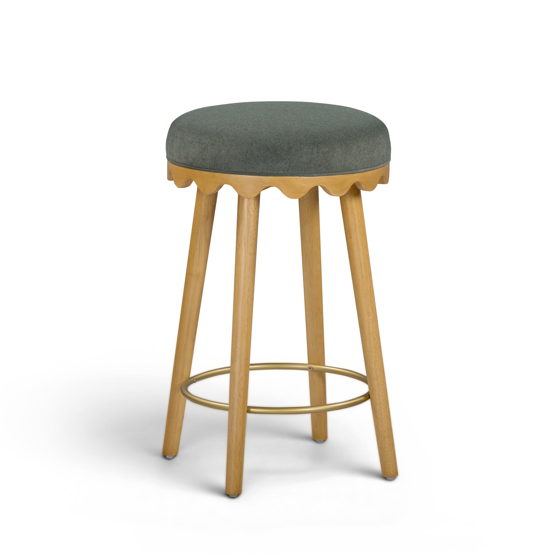Oodle Green Performance Vegan Mohair Natural Counter Stool