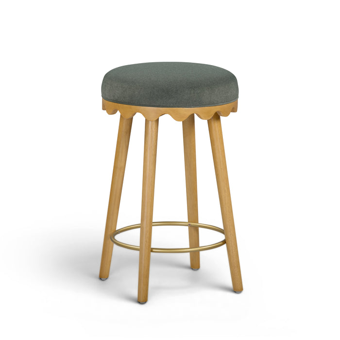 Oodle Green Performance Vegan Mohair Natural Counter Stool