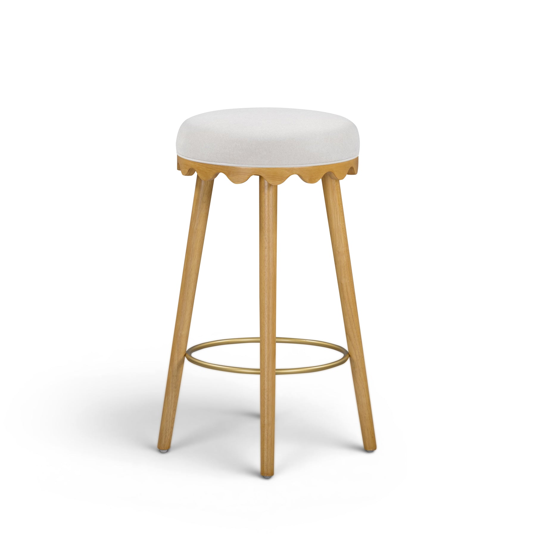 Oodle Cream Performance Vegan Mohair Natural Bar Stool