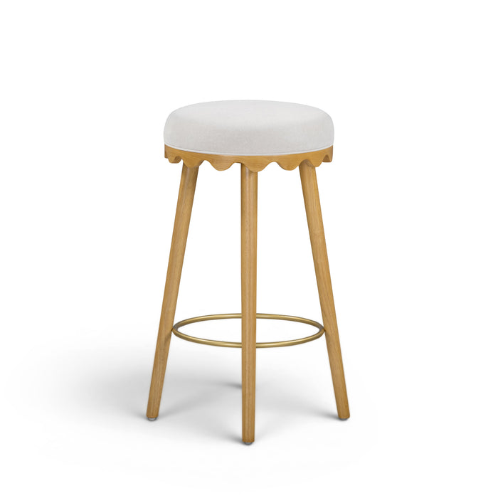 Oodle Cream Performance Vegan Mohair Natural Bar Stool