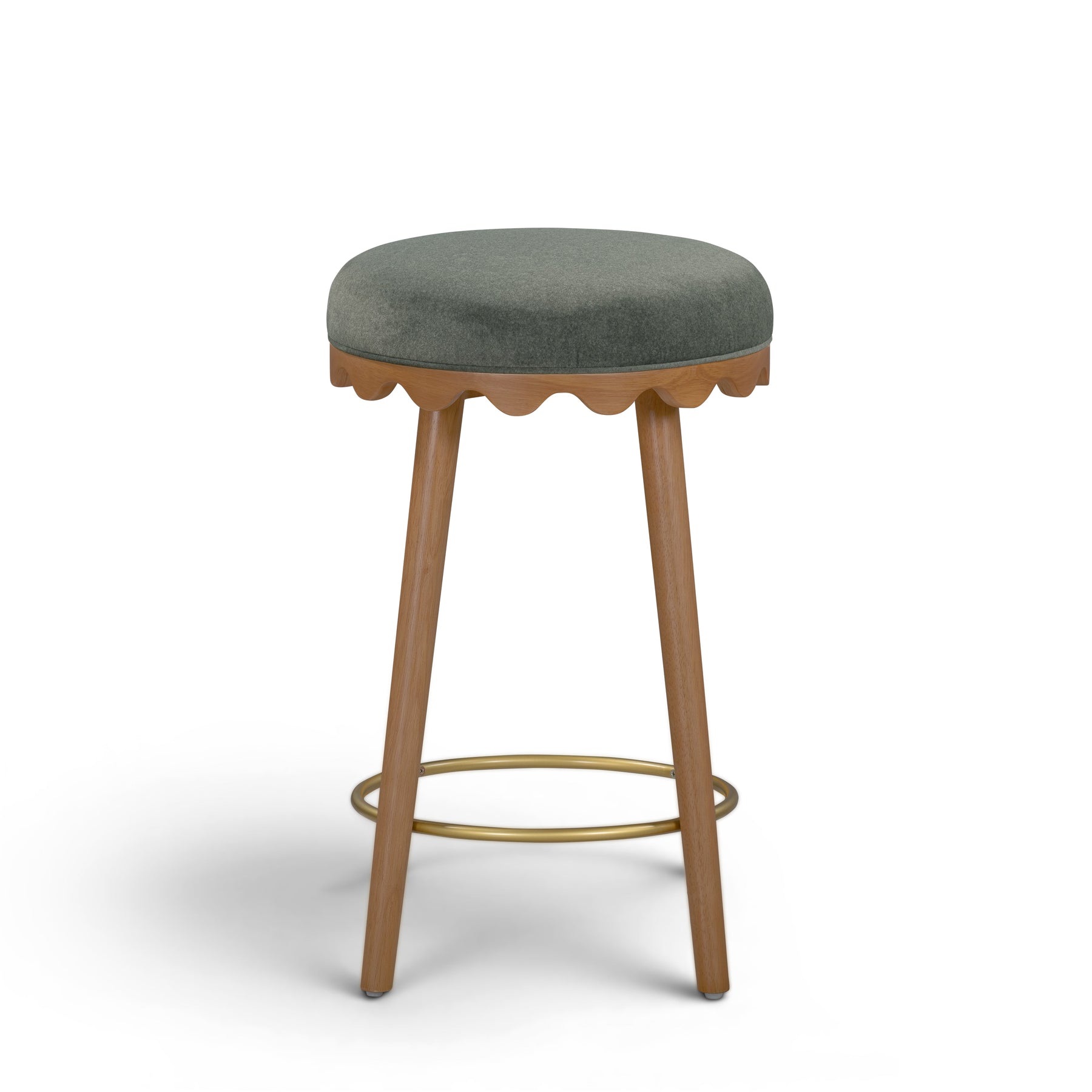 Oodle Green Performance Vegan Mohair Light Walnut Counter Stool