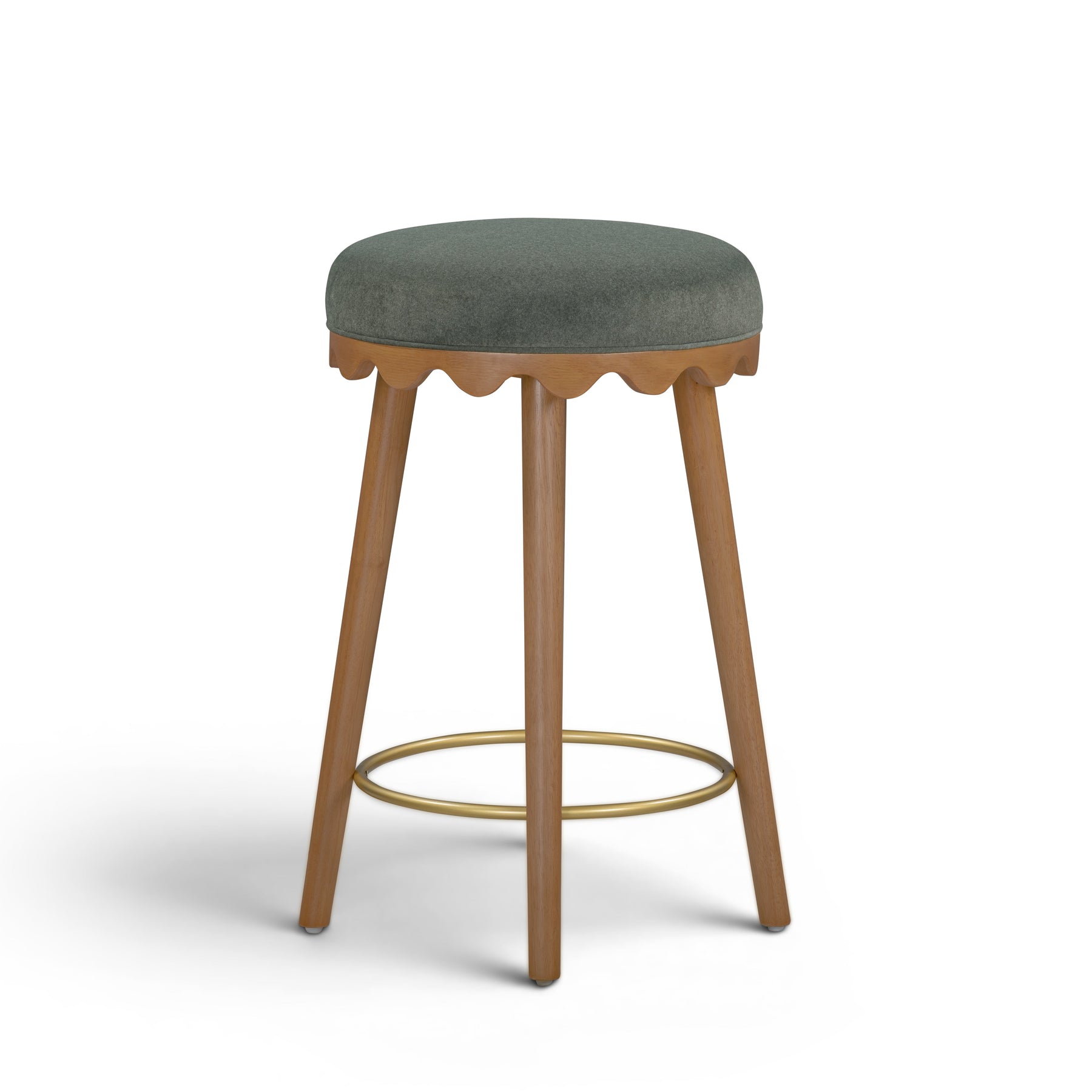 Oodle Green Performance Vegan Mohair Light Walnut Counter Stool