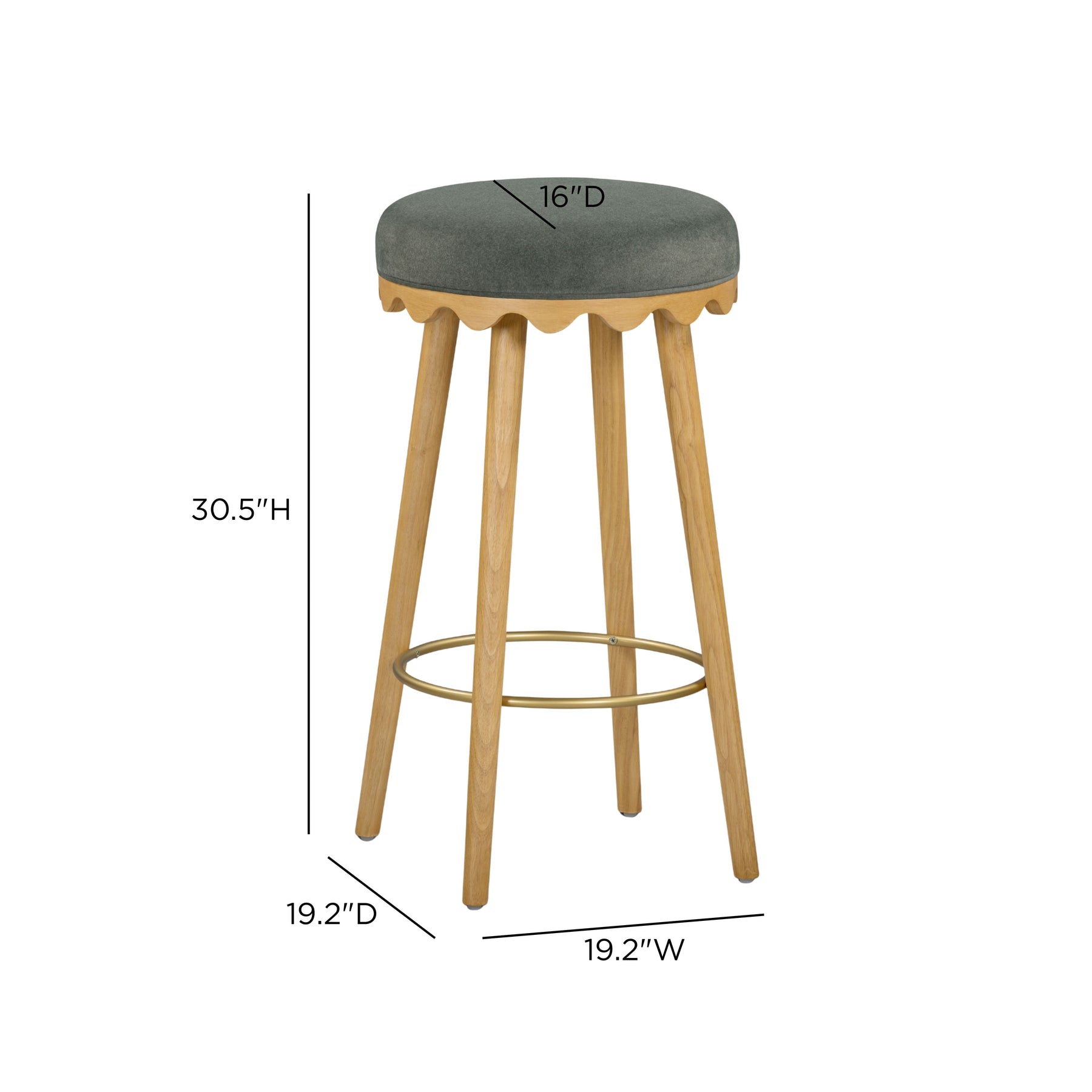 Oodle Green Performance Vegan Mohair Natural Bar Stool