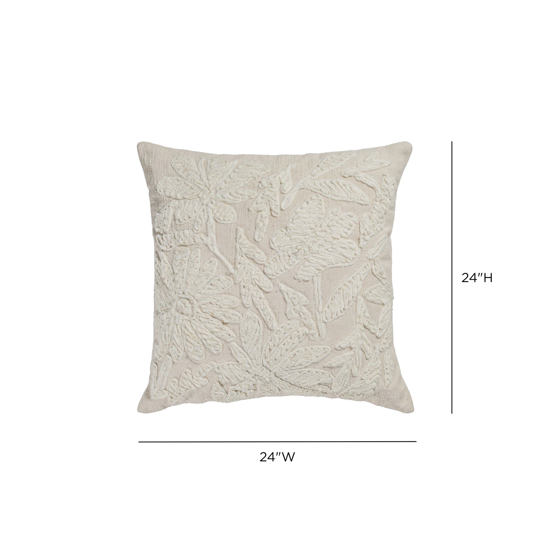 Tabitha 24" Euro Size Square Embroidered Throw Pillow