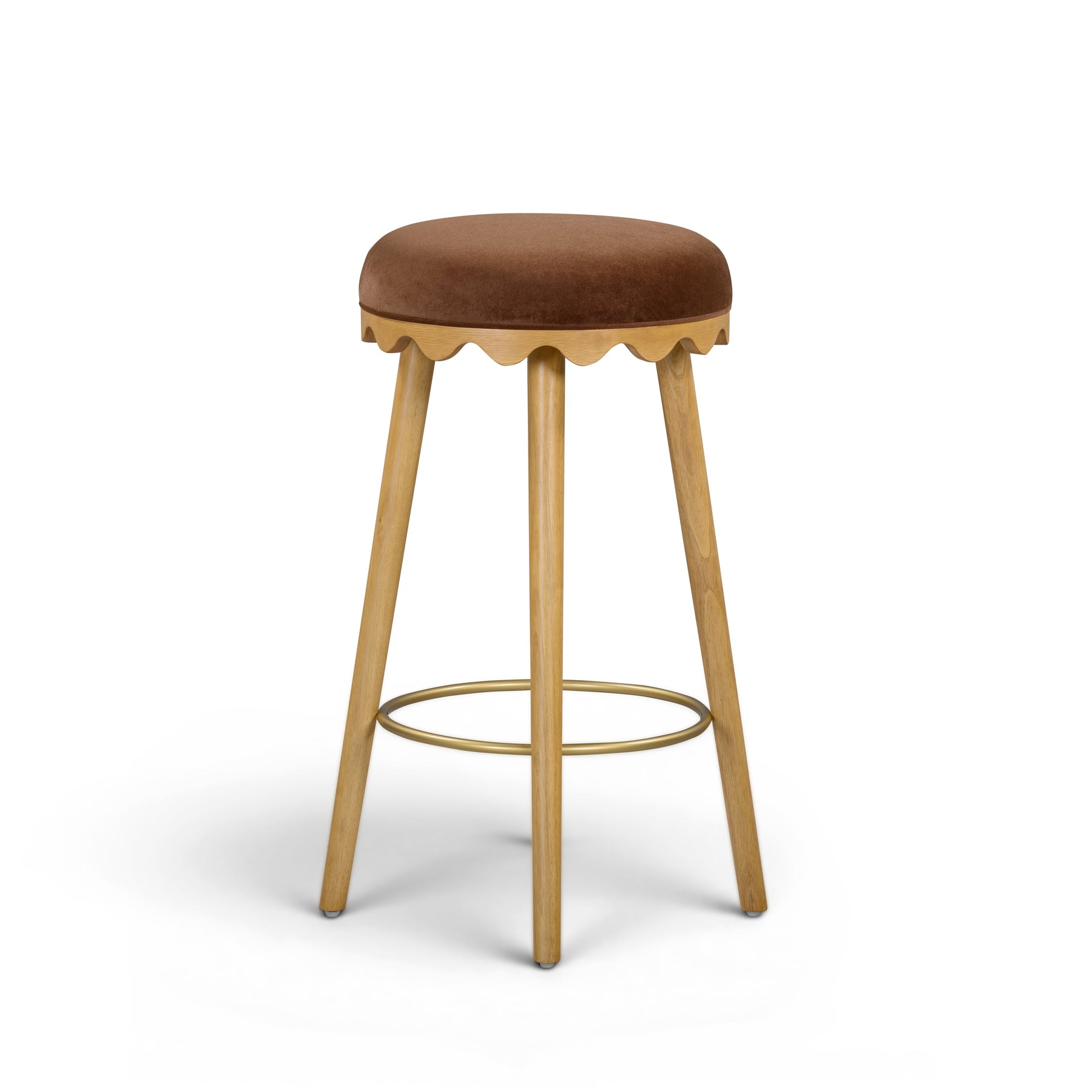 Oodle Bronze Performance Vegan Mohair Natural Bar Stool