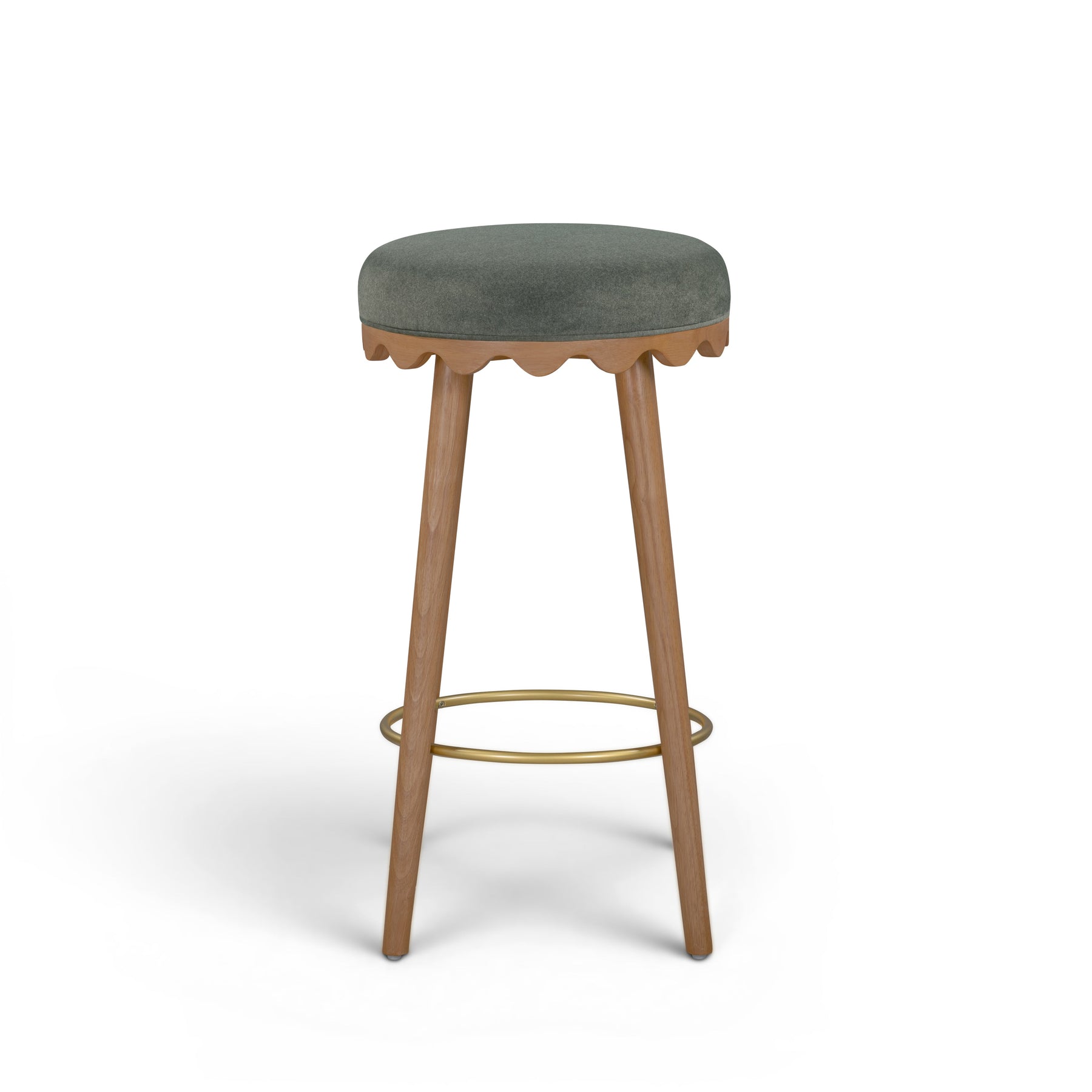 Oodle Green Performance Vegan Mohair Light Walnut Bar Stool