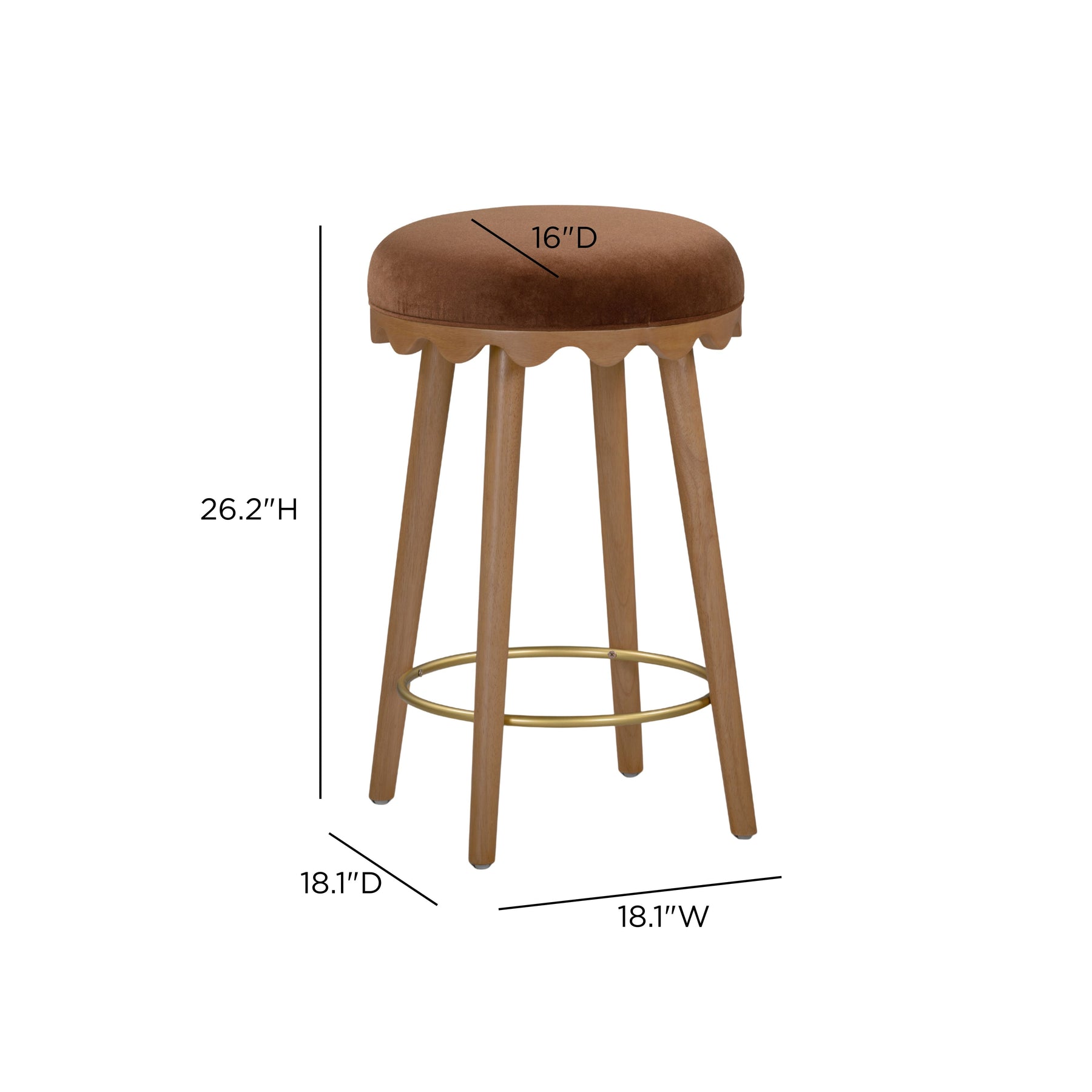 Oodle Bronze Performance Vegan Mohair Light Walnut Counter Stool