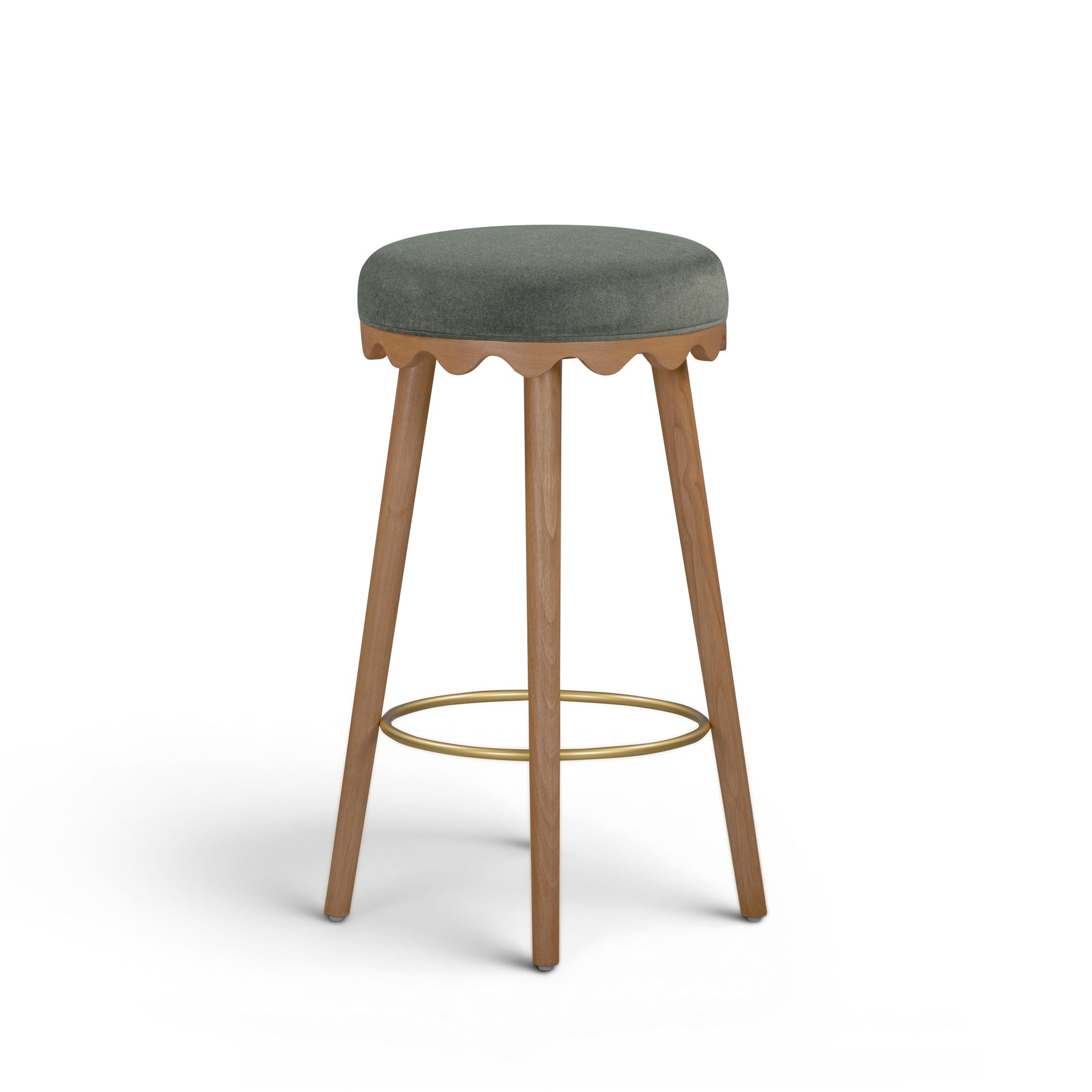 Oodle Green Performance Vegan Mohair Light Walnut Bar Stool