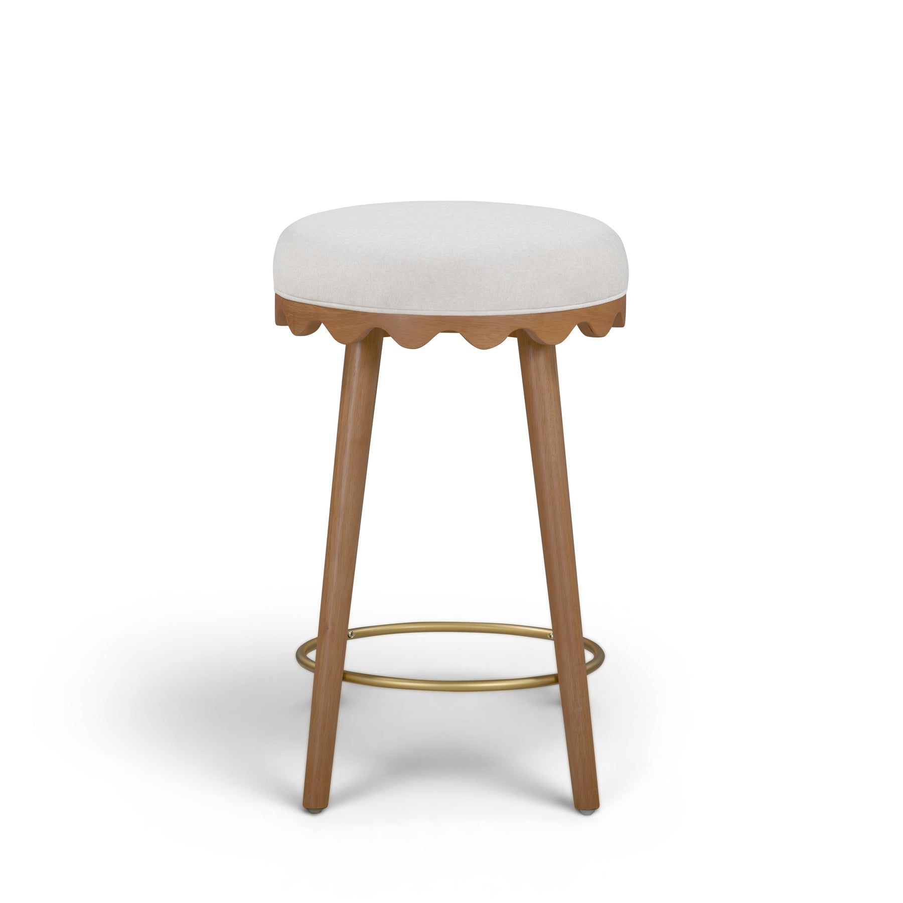 Oodle Cream Performance Vegan Mohair Light Walnut Counter Stool