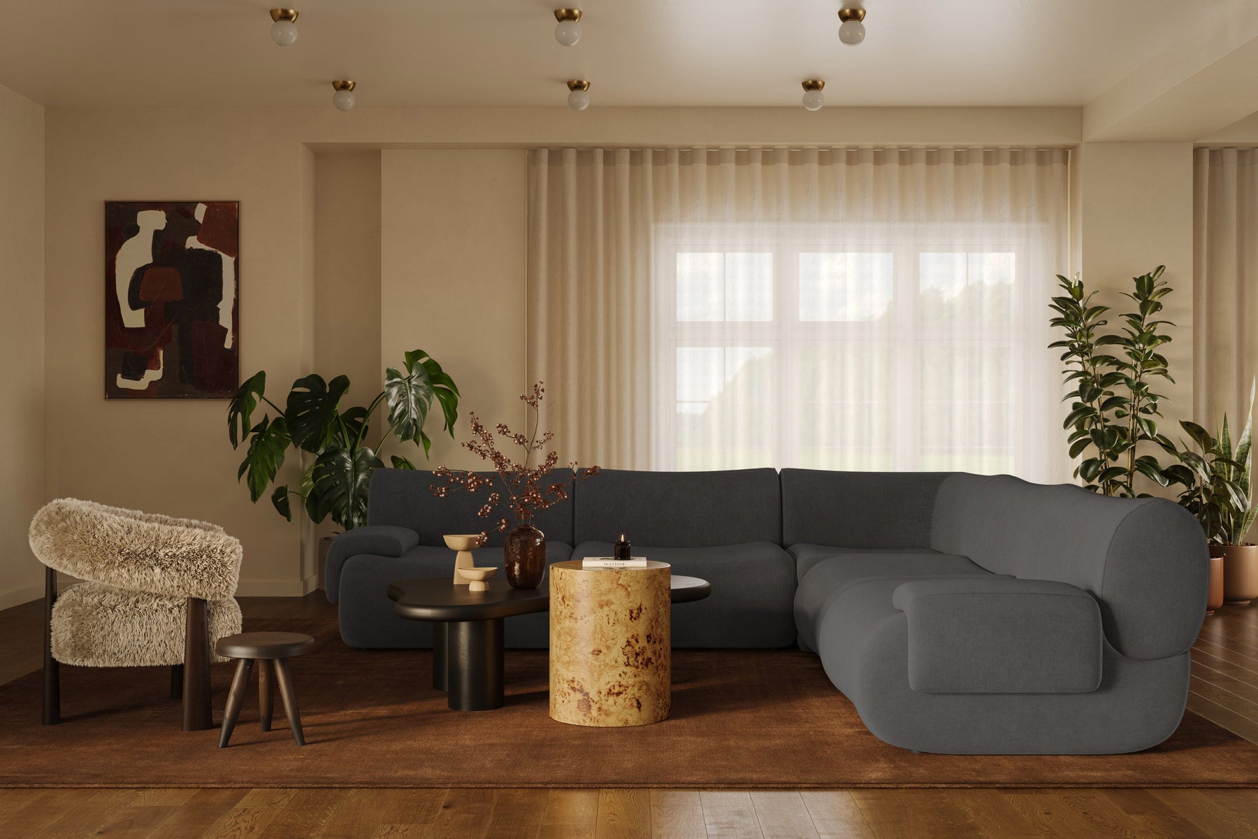 Zenith 5-Piece Contract-Grade Upcycled Fabric Modular L-Sectional