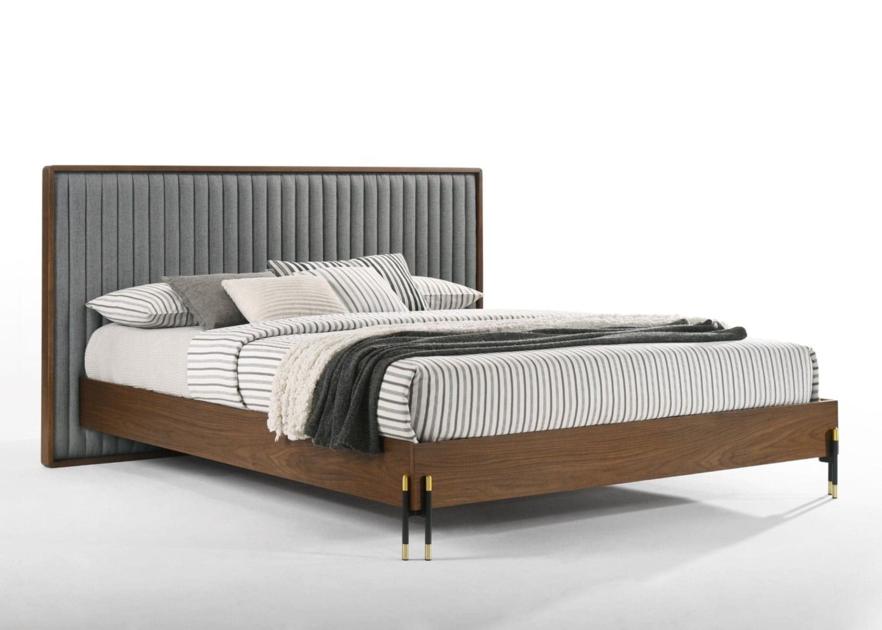 Metcalf - Mid-Century Walnut & Grey Bed