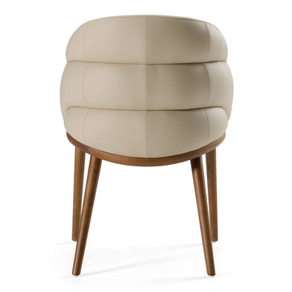 Michael - Mid-Century Modern Beige Vegan Leather + Walnut Dining Chair