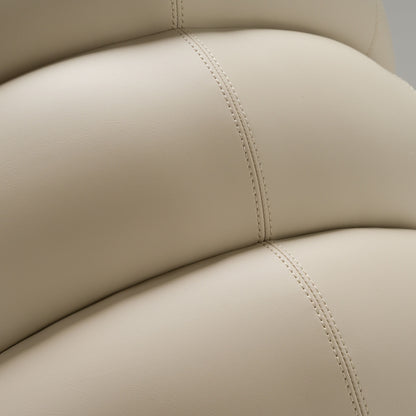 Michael - Mid-Century Modern Beige Vegan Leather + Walnut Dining Chair