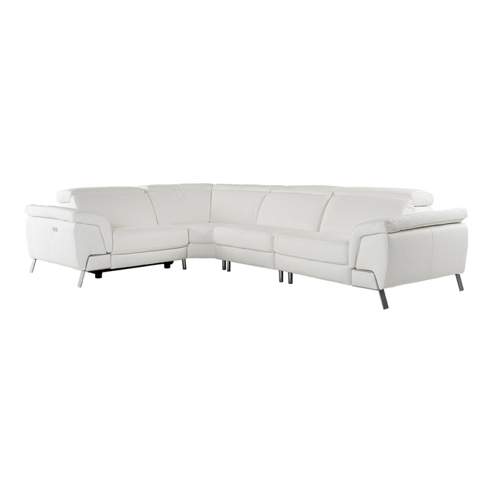 Mini Wonder - Italian Modern White Leather Sectional Sofa with Recliners