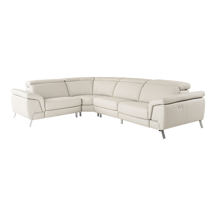 Mini Wonder - Italian Modern Grey Leather Sectional Sofa with Right Facing Recliner