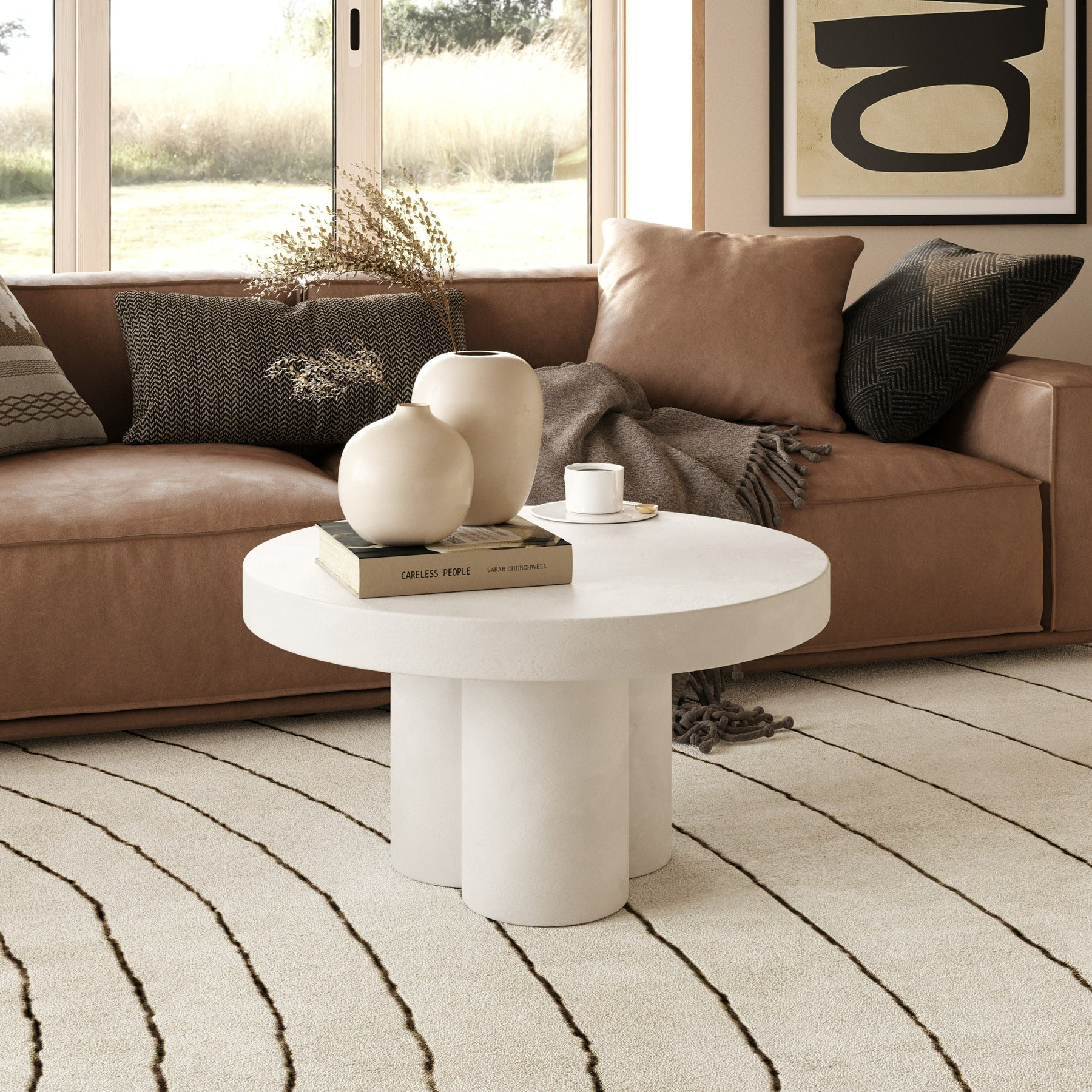 Bruni - Modern White Concrete Coffee Table