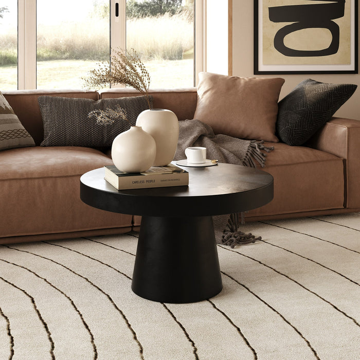 Desoto - Modern Black Concrete Round Coffee Table