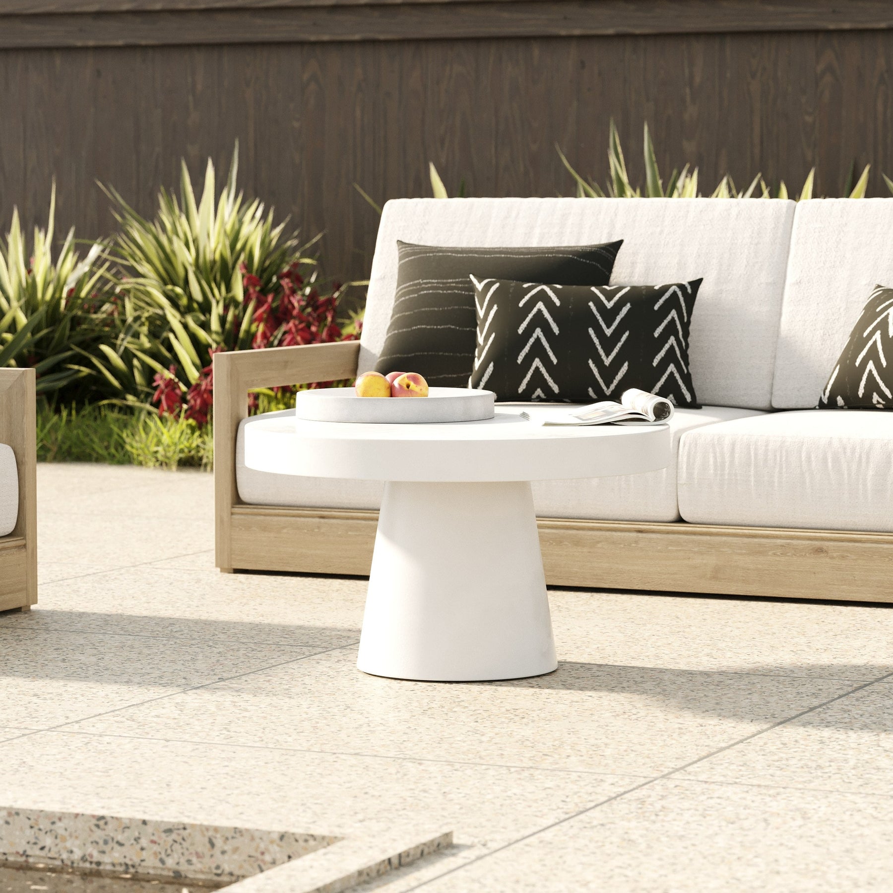 Desoto - Modern White Concrete Round Coffee Table