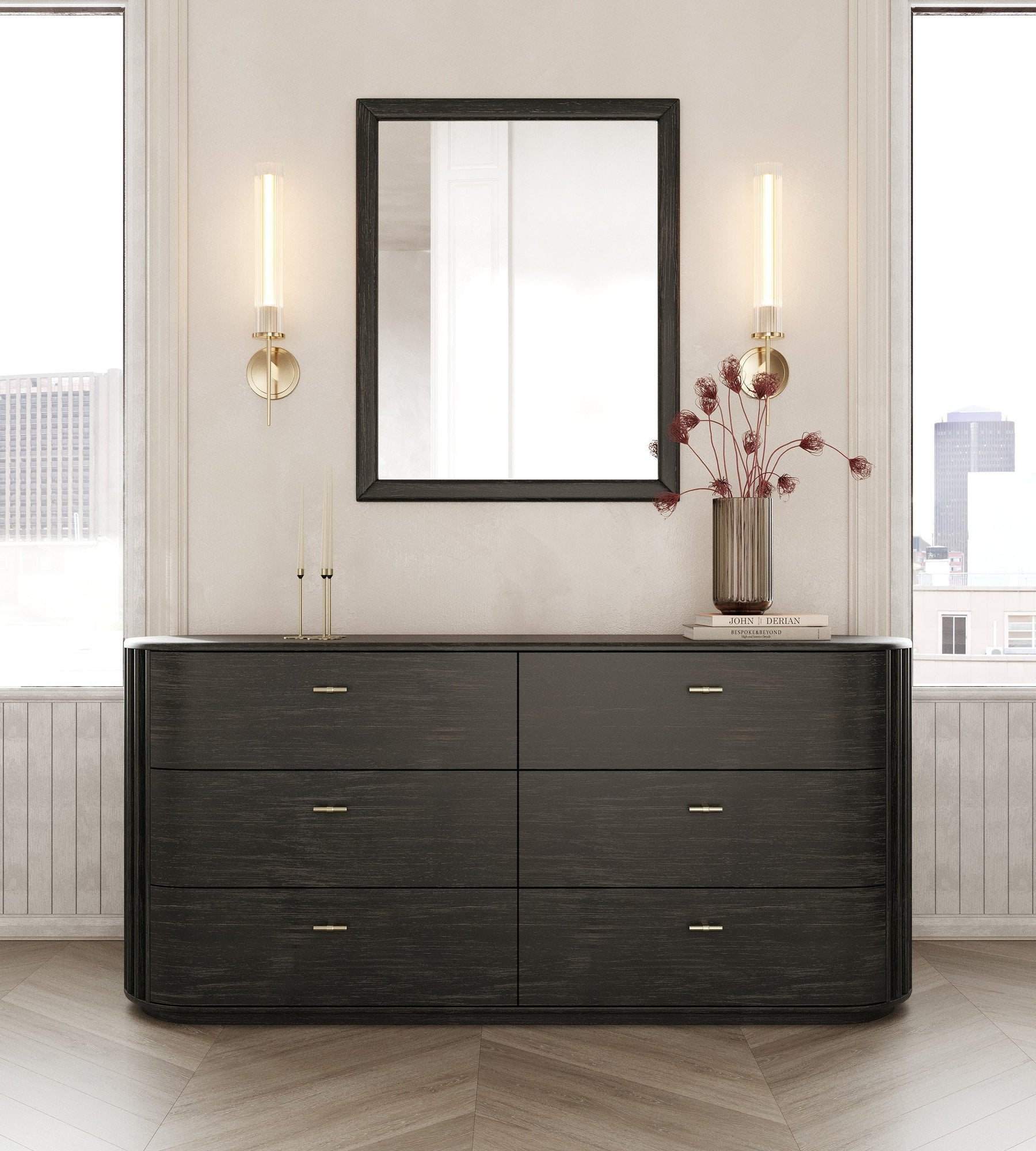Fields - Modern Black Acacia Dresser