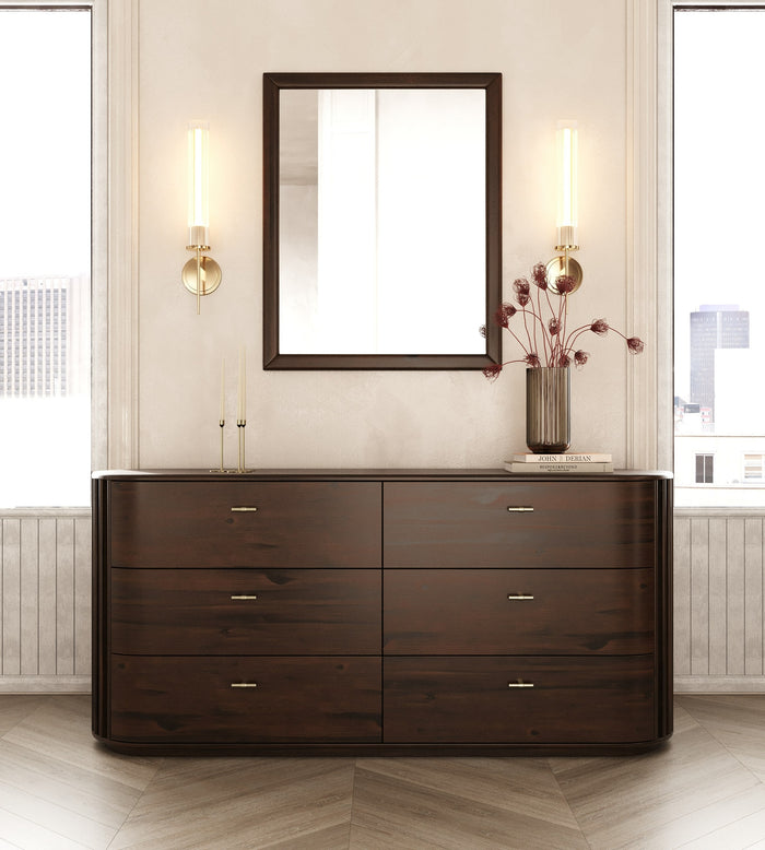 Fields - Modern Walnut Acacia Mirror