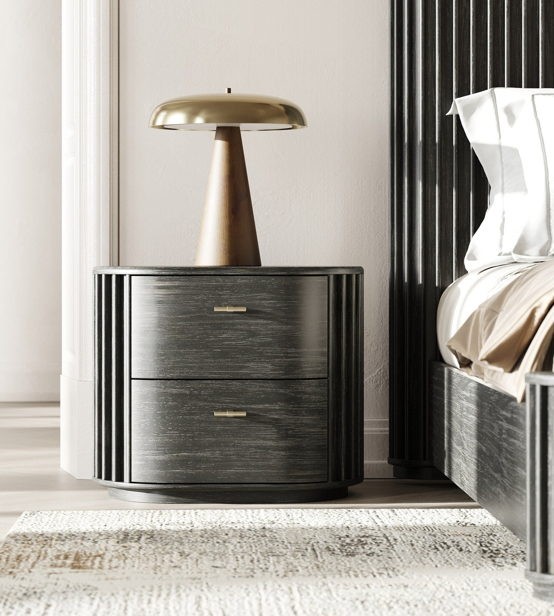 Fields - Modern Black Acacia Nightstand