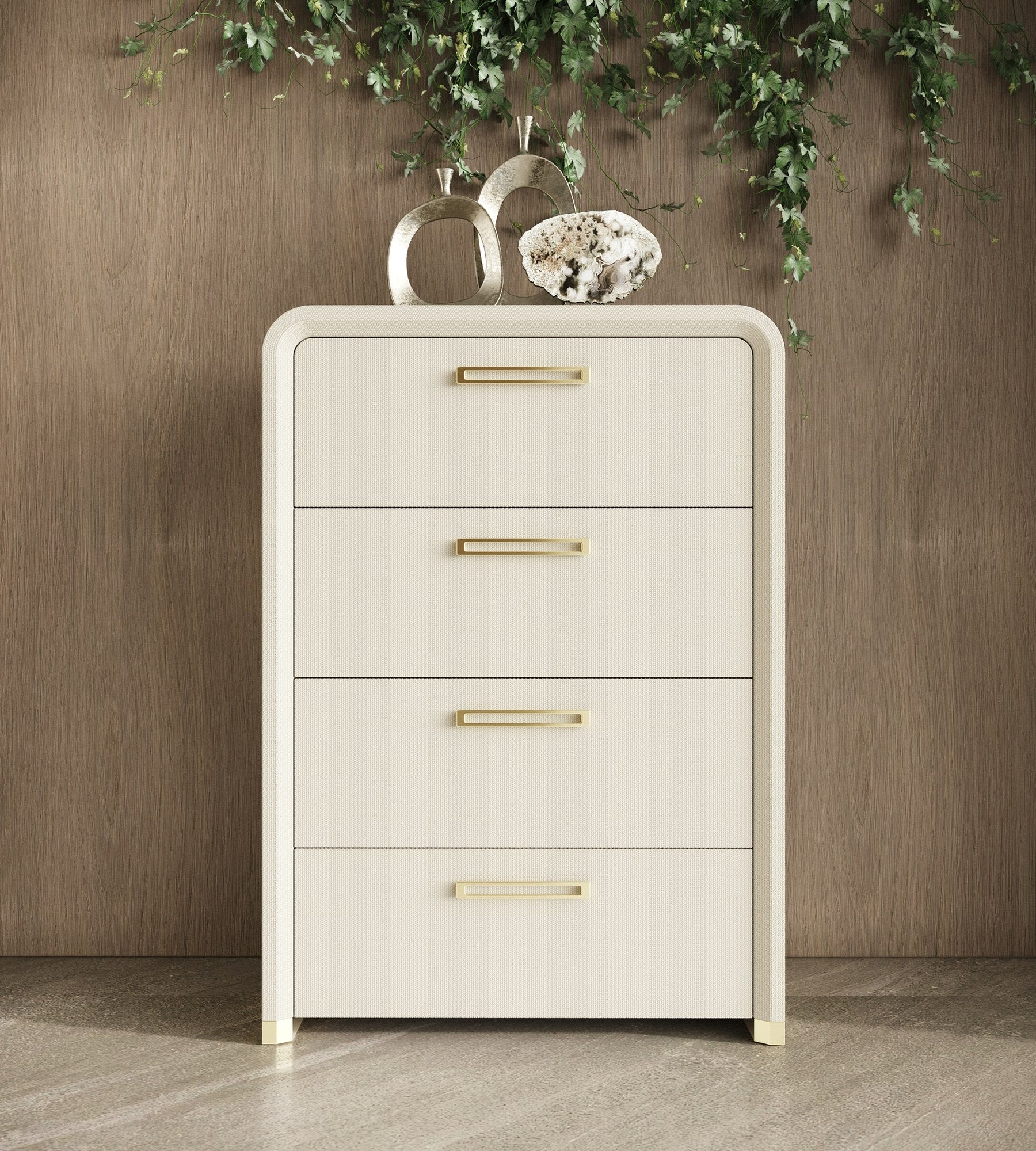 Florence - Modern Beige Leatherette + Gold Chest
