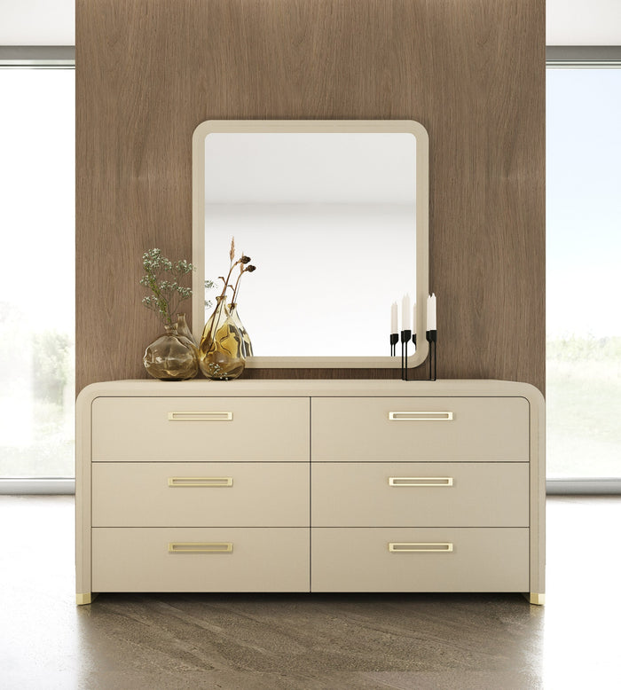 Florence - Modern Beige Leatherette + Gold Dresser