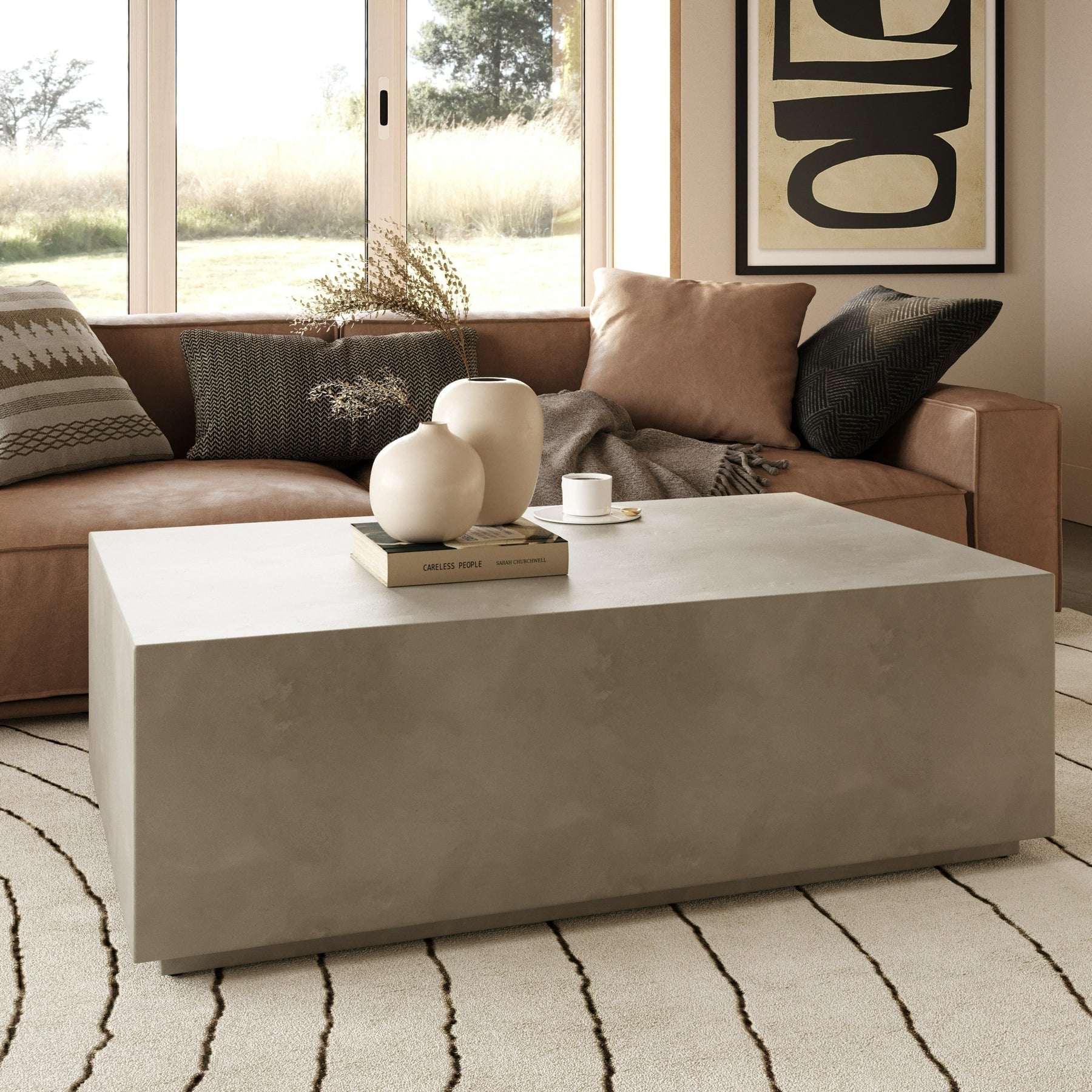 Fresno - Modern Grey Concrete Coffee Table