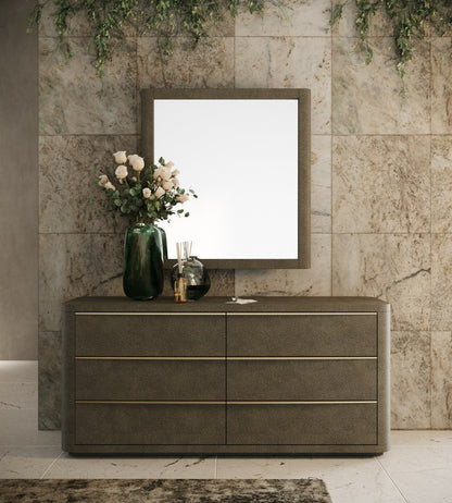 Lois - Modern Beige Shagreen Brass Dresser