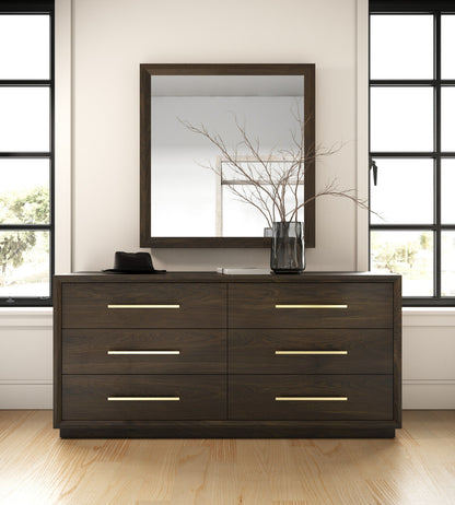 Manhattan - Contemporary Brown Oak and Gold Dresser