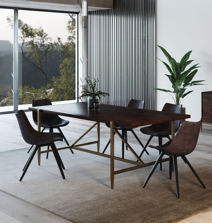 Shane - Modern Acacia & Brass Dining Table