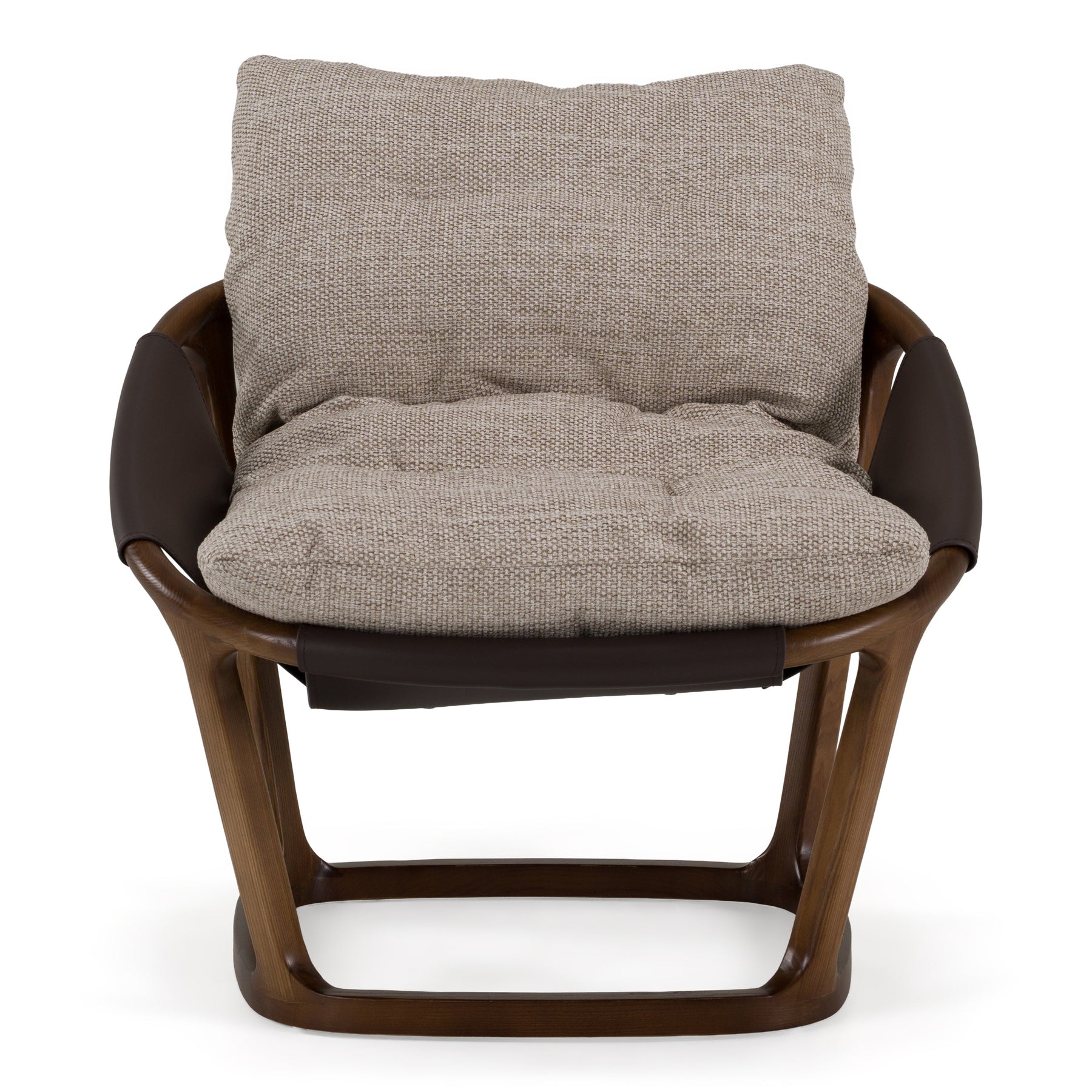 Newman - Modern Beige Fabric + Dark Brown Faux Leather + Ash Accent Chair