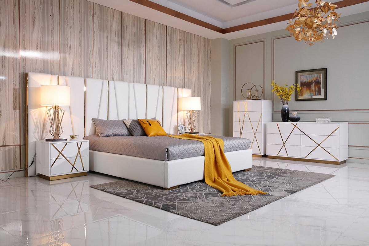 Nixa Modern White & Gold Chest