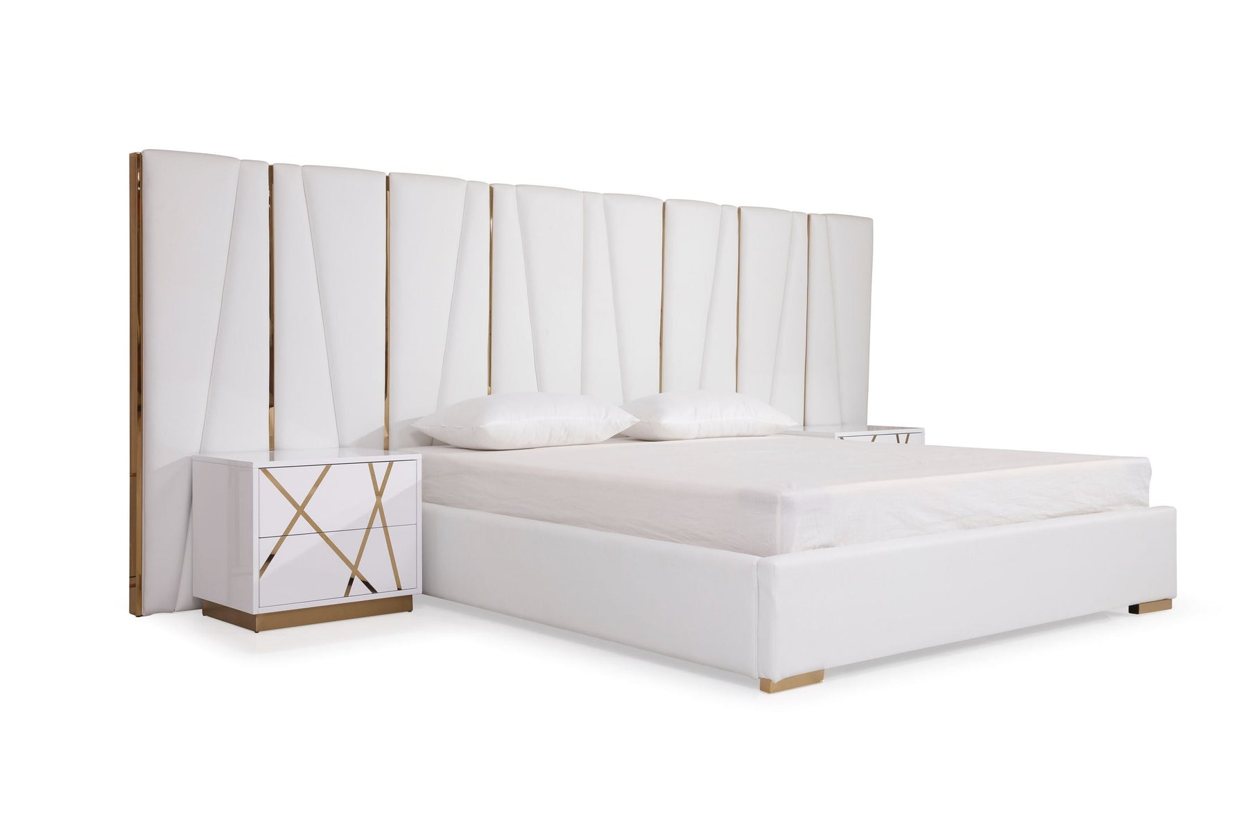 Nixa - Modern White + Gold Bedroom Set