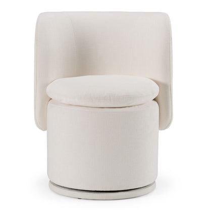 Norris - Modern Ivory Fabric Swivel Dining Chair