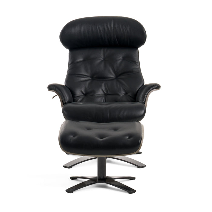 Nowak Modern Black Lounge Chair & Ottoman Set