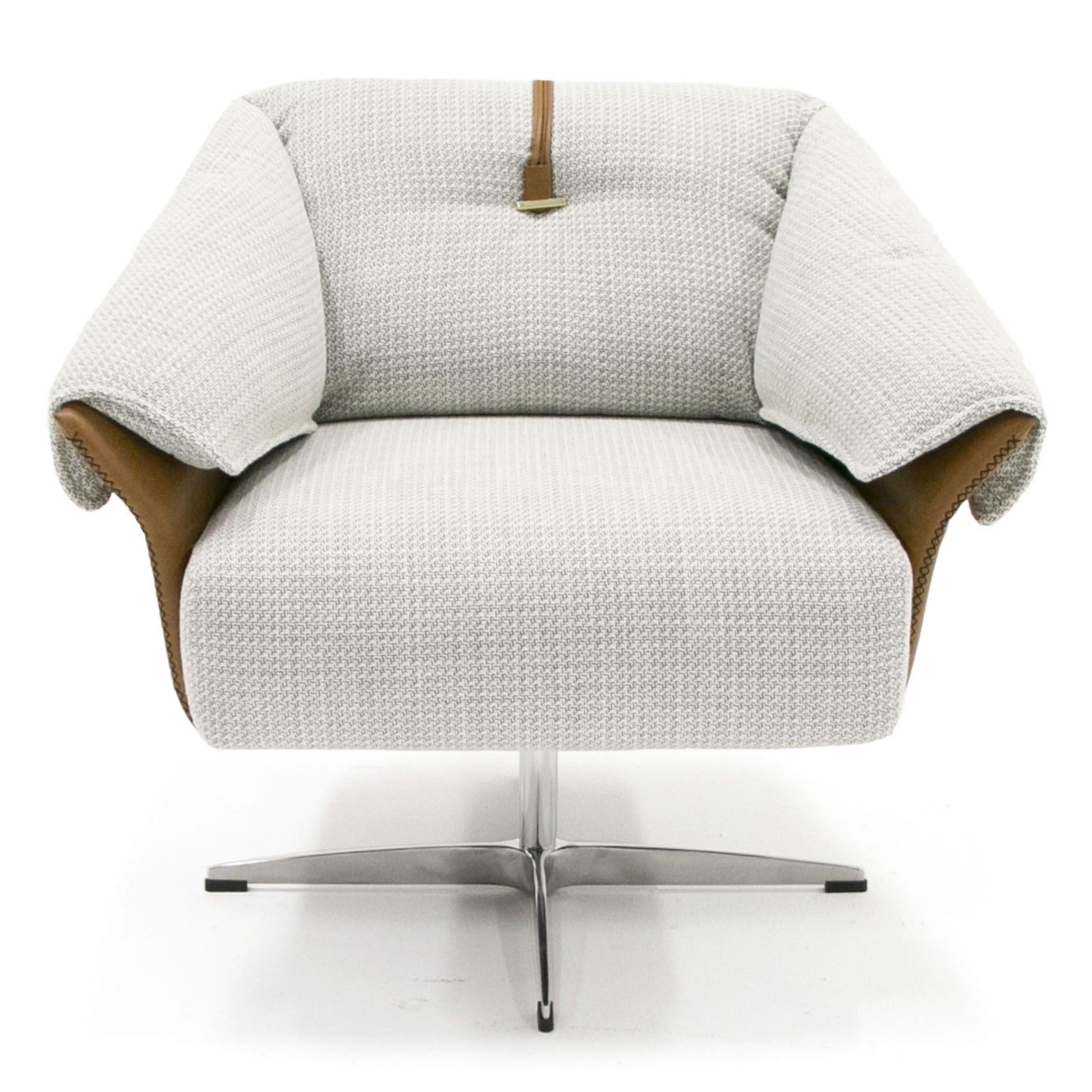 Ohio - Swivel Grey and Camel Fabric Accent Chair
