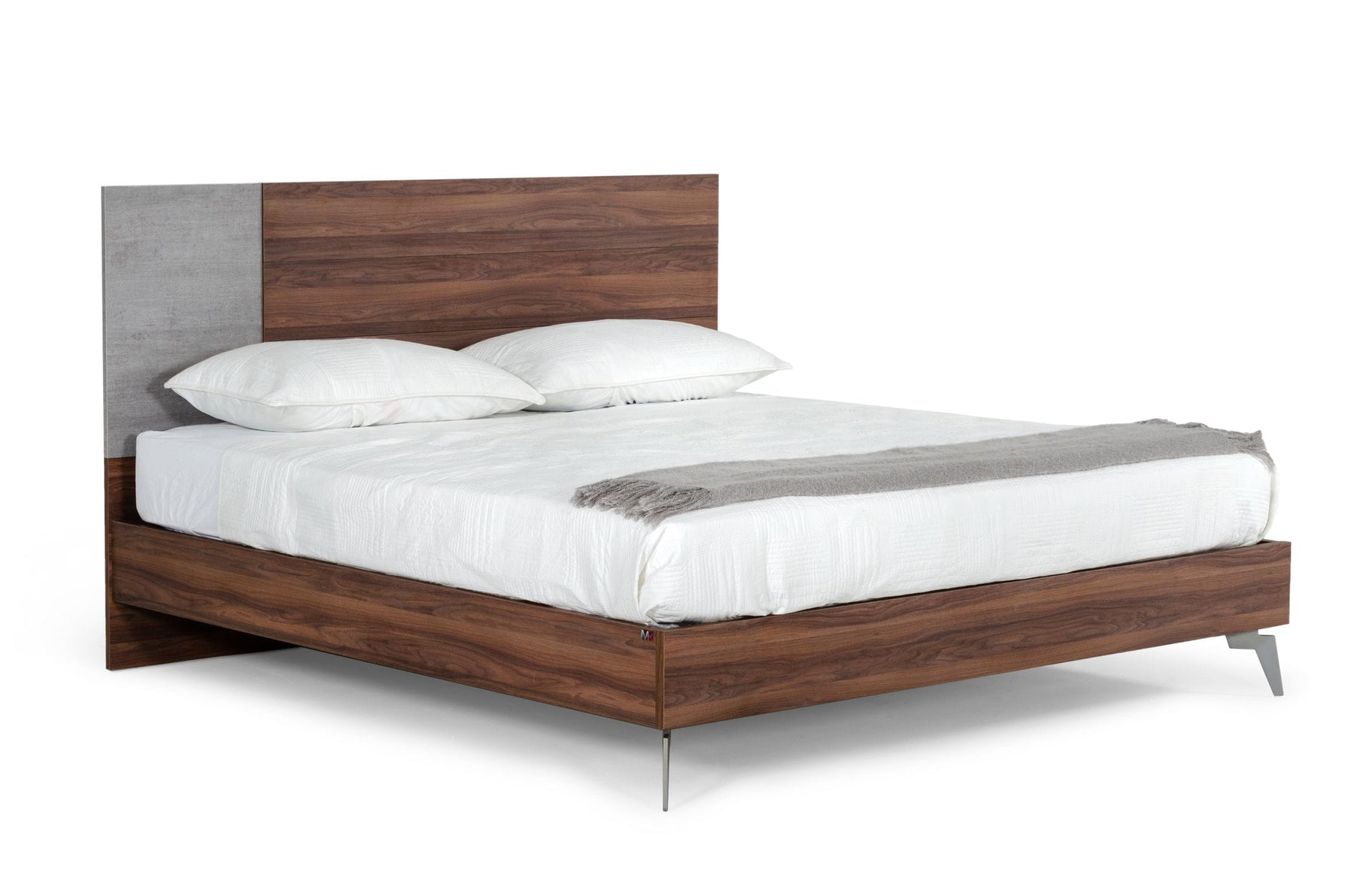 Palermo - Modern Italian Faux Concrete & Walnut Bed