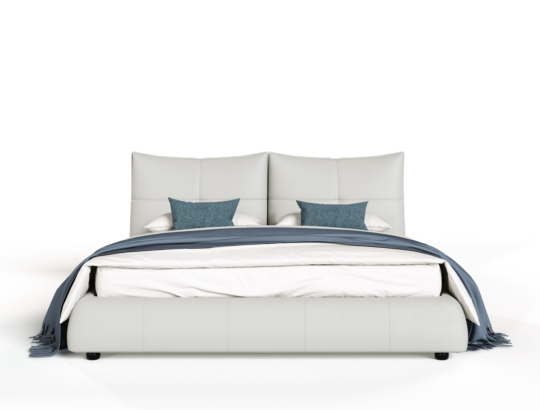 Patrick - Modern Light Grey Leather Bed