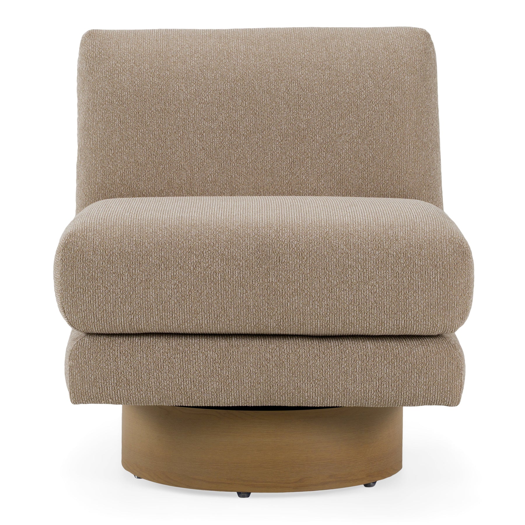 Petito - Modern Beige Fabric + Chestnut Accent Chair