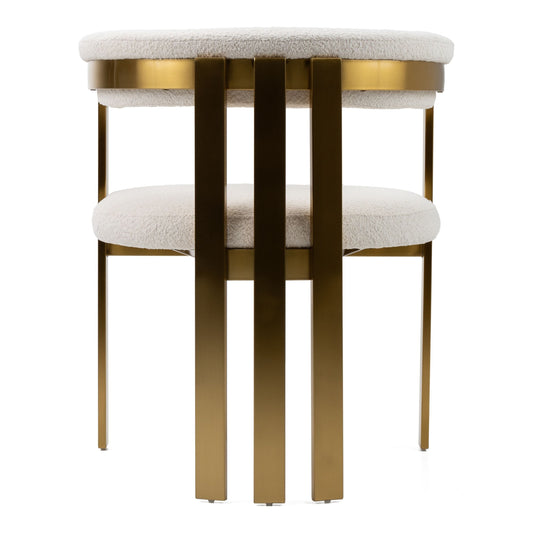 Pontiac - Modern Beige Sherpa + Gold Dining Chair